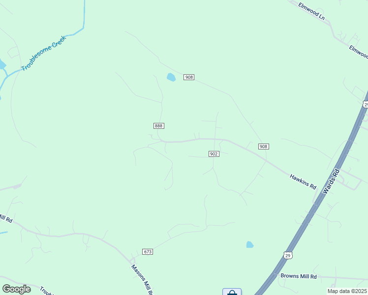 map of restaurants, bars, coffee shops, grocery stores, and more near 802 Hawkins Road in Evington