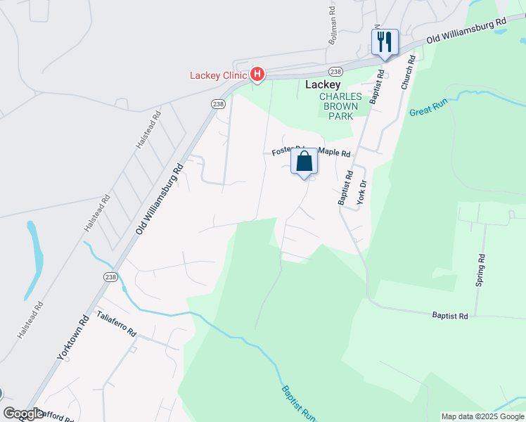 map of restaurants, bars, coffee shops, grocery stores, and more near 513 Dogwood Road in Yorktown