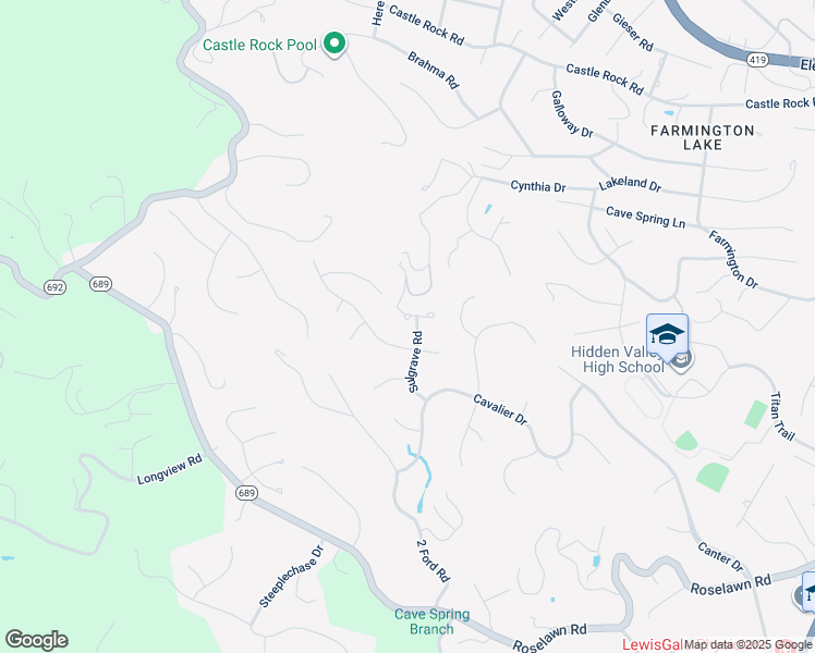 map of restaurants, bars, coffee shops, grocery stores, and more near 6104 Wertz Orchard Road in Cave Spring