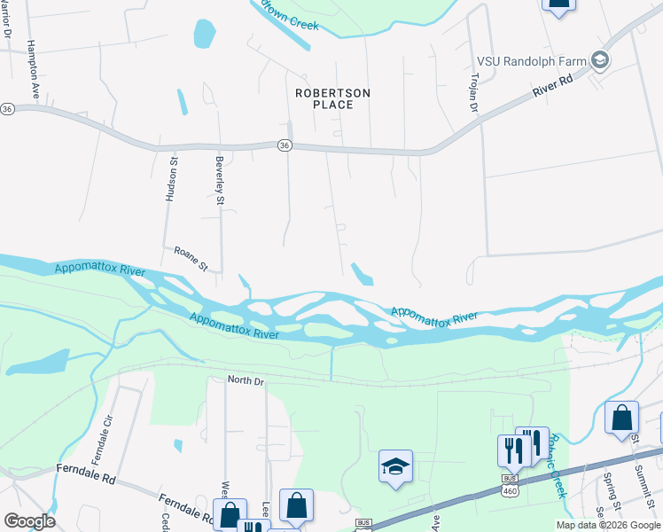 map of restaurants, bars, coffee shops, grocery stores, and more near 21730 Magnolia Avenue in Petersburg