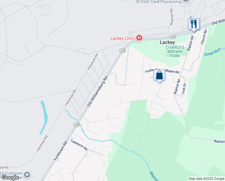 map of restaurants, bars, coffee shops, grocery stores, and more near 117 Maurice Court in Yorktown