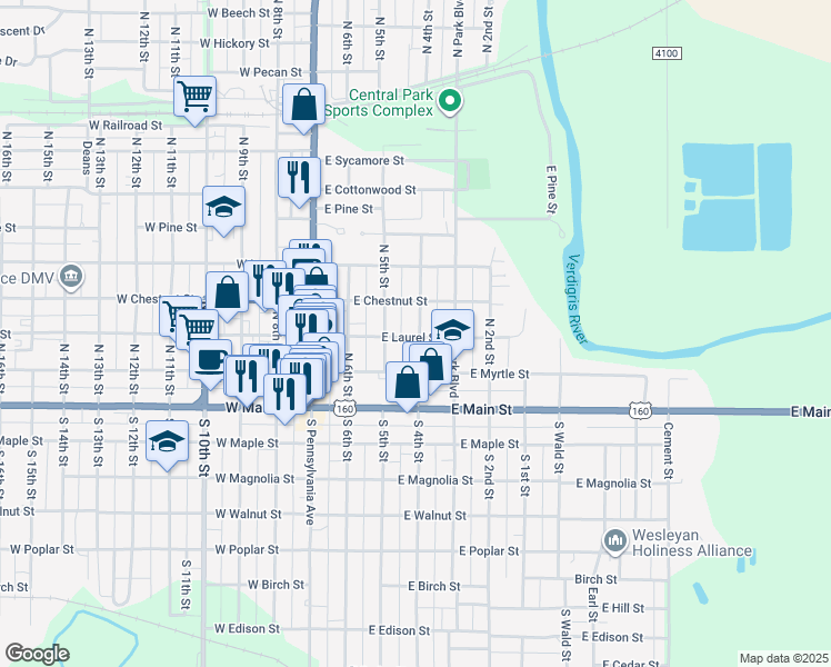 map of restaurants, bars, coffee shops, grocery stores, and more near 309 North 4th Street in Independence