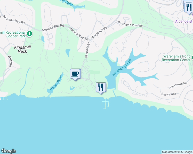 map of restaurants, bars, coffee shops, grocery stores, and more near 723 Graves Ordinary in Williamsburg