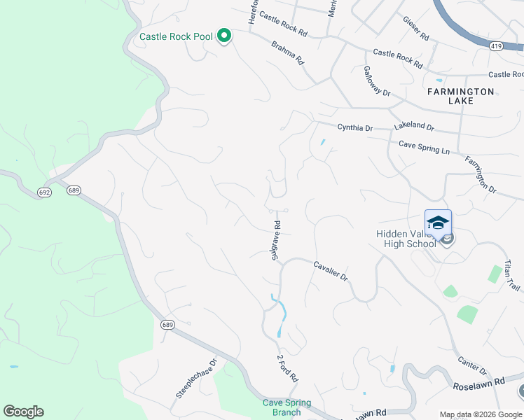 map of restaurants, bars, coffee shops, grocery stores, and more near 6116 Wertz Orchard Rd in Roanoke