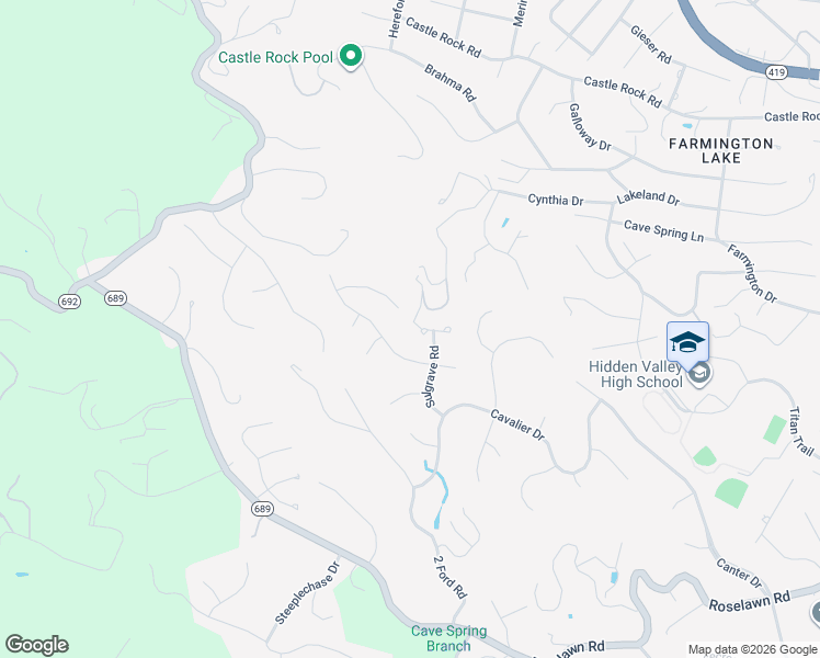 map of restaurants, bars, coffee shops, grocery stores, and more near 6116 Wertz Orchard Rd in Roanoke