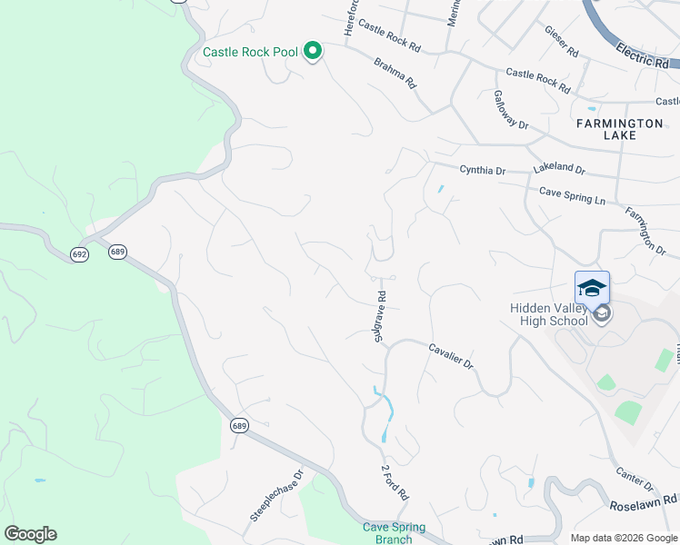 map of restaurants, bars, coffee shops, grocery stores, and more near 6116 Wertz Orchard Rd in Roanoke