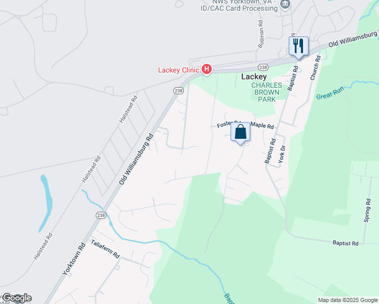 map of restaurants, bars, coffee shops, grocery stores, and more near 302 Vivian Court in Yorktown