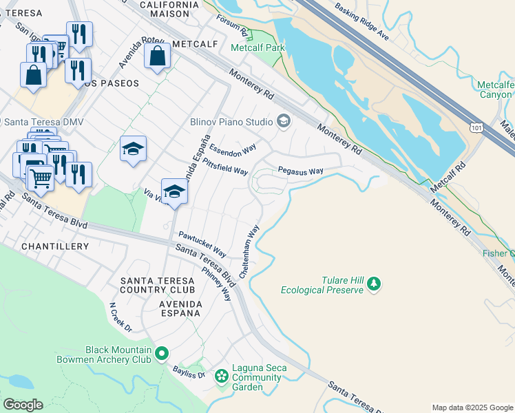 map of restaurants, bars, coffee shops, grocery stores, and more near in San Jose
