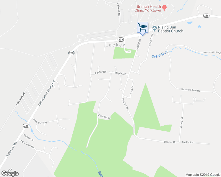 map of restaurants, bars, coffee shops, grocery stores, and more near 405 Maple Road in Yorktown