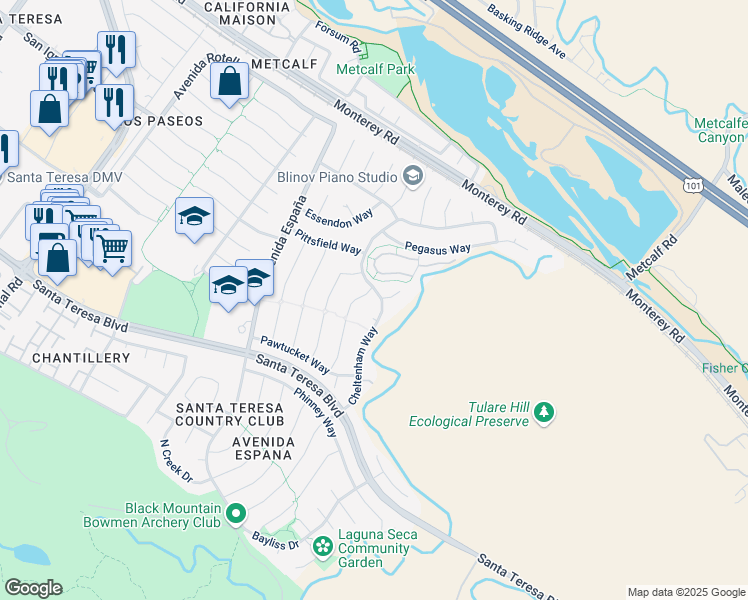 map of restaurants, bars, coffee shops, grocery stores, and more near in San Jose