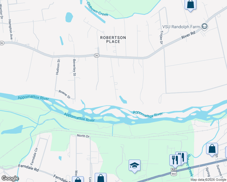 map of restaurants, bars, coffee shops, grocery stores, and more near 21730 Magnolia Avenue in Petersburg