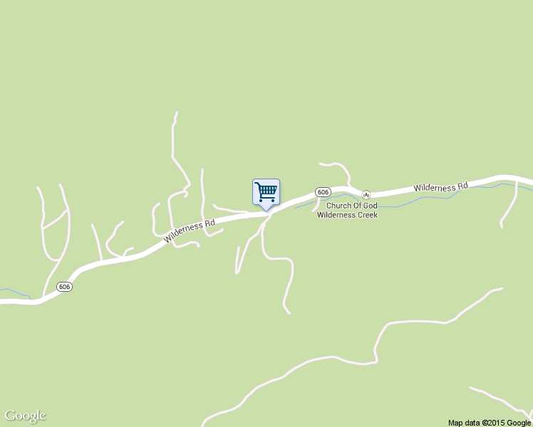 map of restaurants, bars, coffee shops, grocery stores, and more near Wilderness Road in Bland