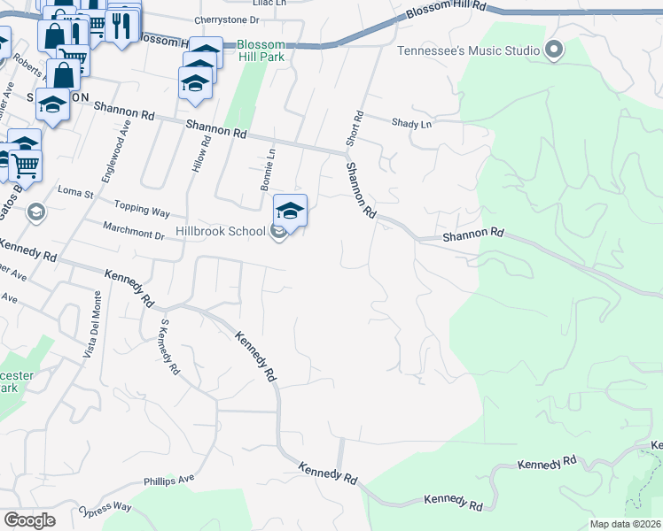 map of restaurants, bars, coffee shops, grocery stores, and more near 15955 Cerro Vista Court in Los Gatos