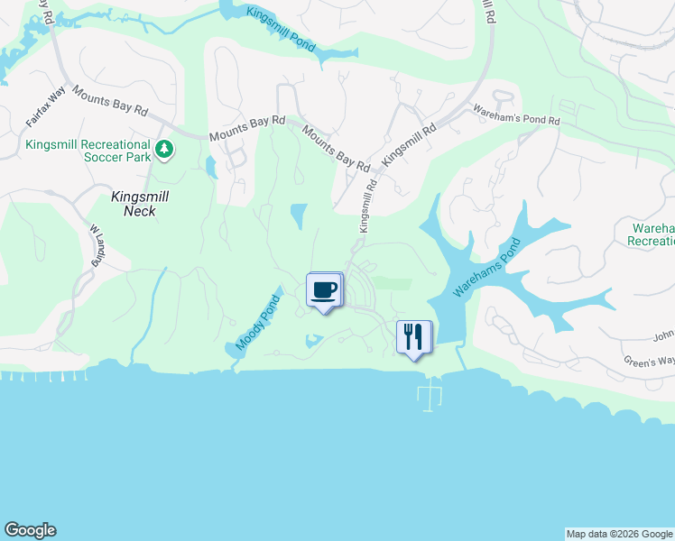 map of restaurants, bars, coffee shops, grocery stores, and more near 102 Pelhams Ordinary in Williamsburg
