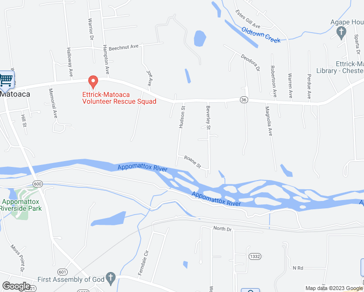 map of restaurants, bars, coffee shops, grocery stores, and more near 21721 Hudson Street in Petersburg