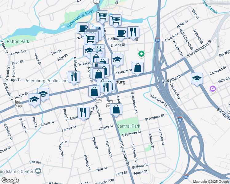map of restaurants, bars, coffee shops, grocery stores, and more near in 
