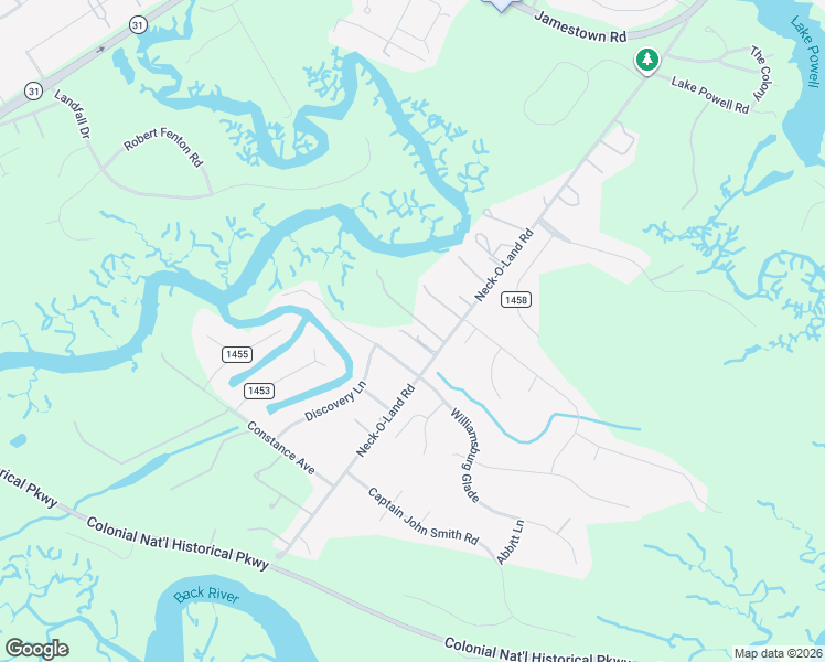 map of restaurants, bars, coffee shops, grocery stores, and more near 403 Neck-O-Land Road in Williamsburg