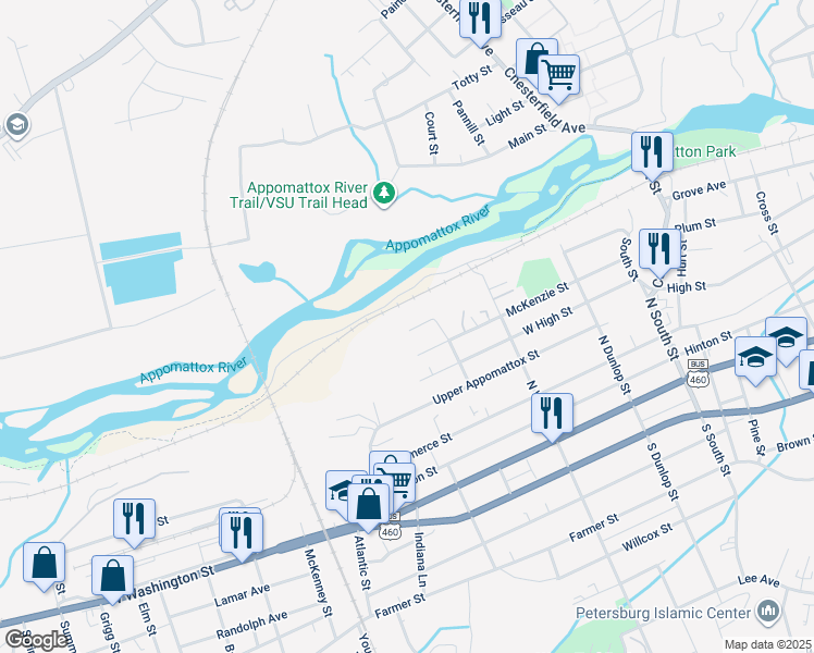 map of restaurants, bars, coffee shops, grocery stores, and more near 1229 Edar Street in Petersburg