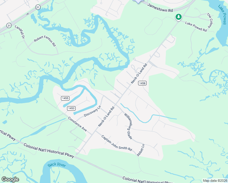 map of restaurants, bars, coffee shops, grocery stores, and more near 403 Neck-O-Land Road in Williamsburg
