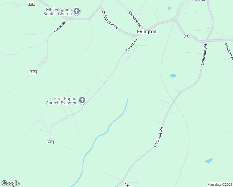 map of restaurants, bars, coffee shops, grocery stores, and more near 396 Church Lane in Evington