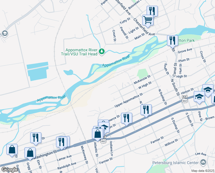 map of restaurants, bars, coffee shops, grocery stores, and more near 1229 Edar Street in Petersburg