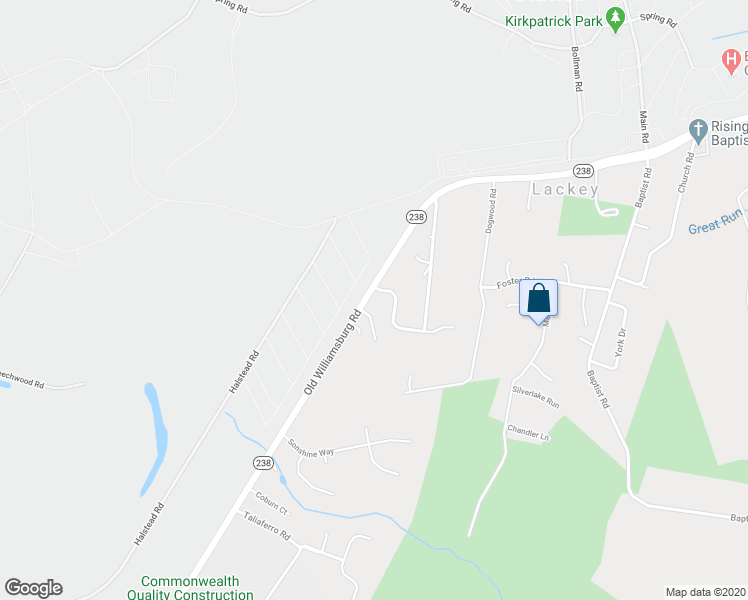 map of restaurants, bars, coffee shops, grocery stores, and more near 1206 Old Williamsburg Road in Yorktown