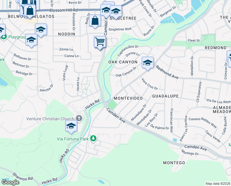 map of restaurants, bars, coffee shops, grocery stores, and more near 1676 Capitancillos Place in San Jose