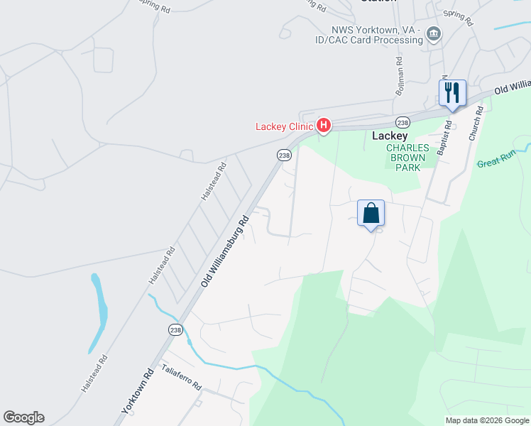 map of restaurants, bars, coffee shops, grocery stores, and more near 113 Vivian Court in Yorktown