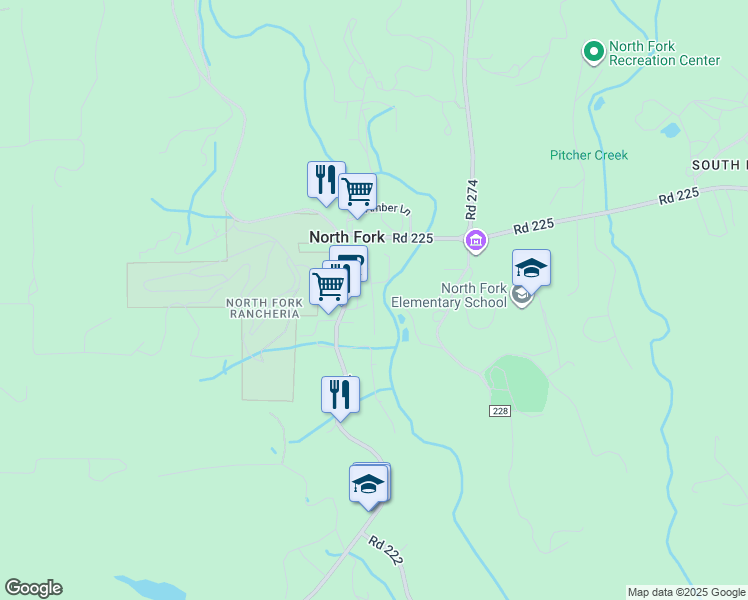 map of restaurants, bars, coffee shops, grocery stores, and more near 32983 Weatherly Lane in North Fork