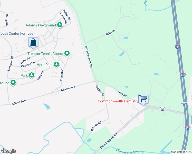 map of restaurants, bars, coffee shops, grocery stores, and more near 621 Jefferson Park Road in Prince George