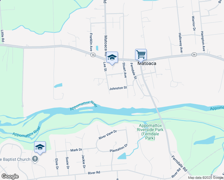 map of restaurants, bars, coffee shops, grocery stores, and more near 6629 Johnston Street in Petersburg