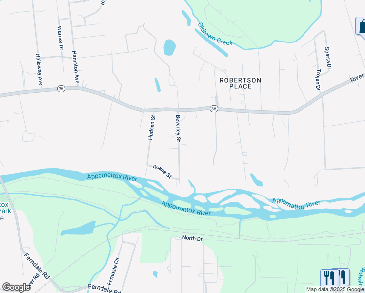 map of restaurants, bars, coffee shops, grocery stores, and more near 21701 Beverley Street in Petersburg