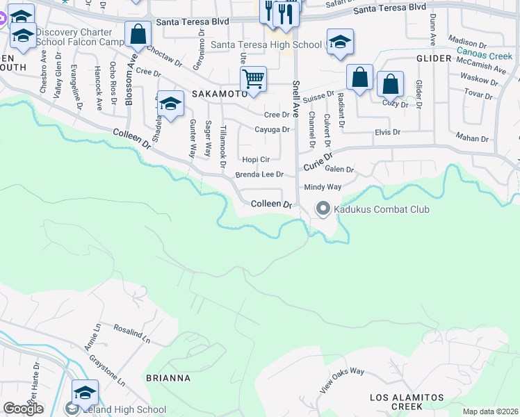 map of restaurants, bars, coffee shops, grocery stores, and more near 648 Colleen Drive in San Jose