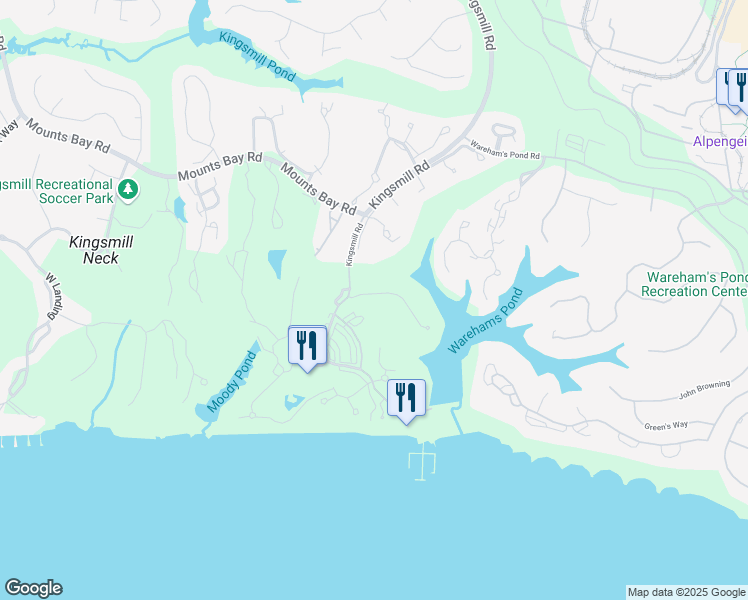 map of restaurants, bars, coffee shops, grocery stores, and more near 1000 Kingsmill Road in Williamsburg