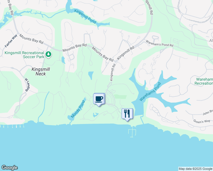 map of restaurants, bars, coffee shops, grocery stores, and more near 118 Pelhams Ordinary in Williamsburg