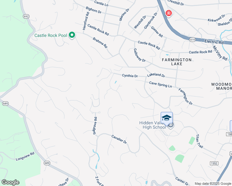 map of restaurants, bars, coffee shops, grocery stores, and more near 5707 Spring Meadow Drive in Cave Spring