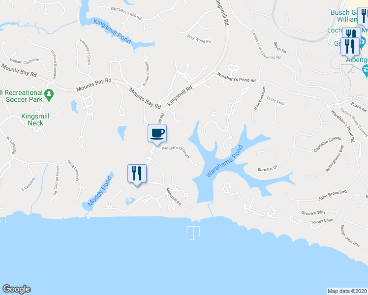 map of restaurants, bars, coffee shops, grocery stores, and more near 228 Padgett's Ordinary in Williamsburg