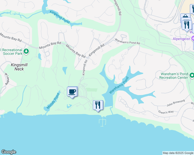 map of restaurants, bars, coffee shops, grocery stores, and more near 219 Padgett's Ordinary in Williamsburg