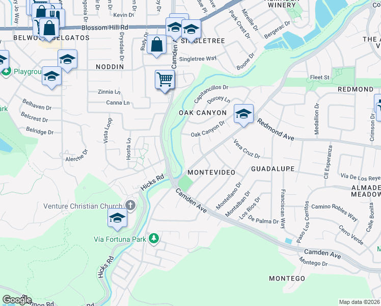 map of restaurants, bars, coffee shops, grocery stores, and more near 1509 Monteval Place in San Jose