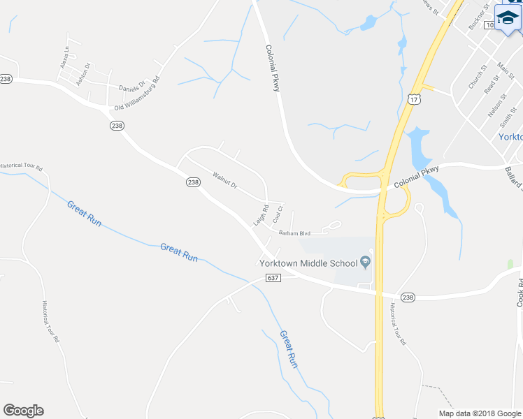 map of restaurants, bars, coffee shops, grocery stores, and more near 202 Leigh Road in Yorktown