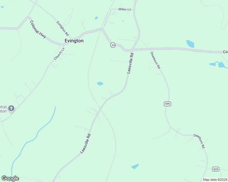 map of restaurants, bars, coffee shops, grocery stores, and more near 11134 Leesville Road in Evington