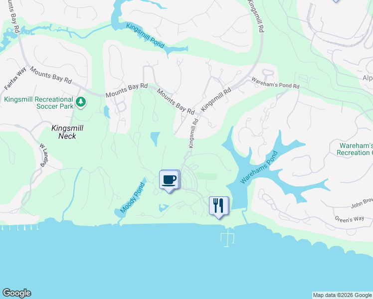 map of restaurants, bars, coffee shops, grocery stores, and more near 133 Pelhams Ordinary in Williamsburg