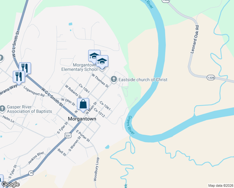map of restaurants, bars, coffee shops, grocery stores, and more near 408-422 West Heights Circle in Morgantown