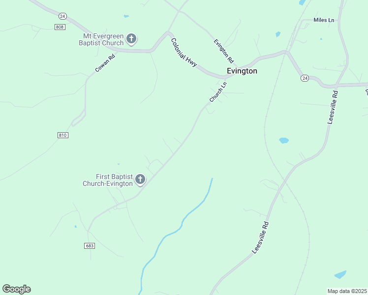 map of restaurants, bars, coffee shops, grocery stores, and more near 396 Church Lane in Evington