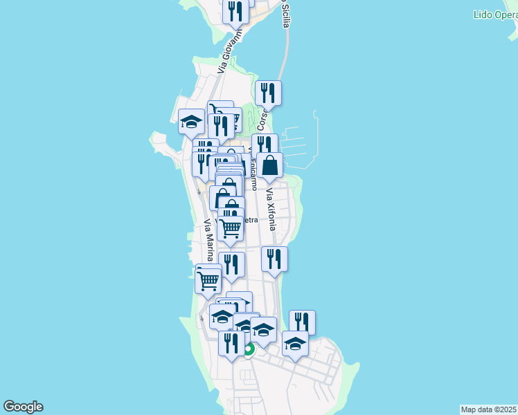 map of restaurants, bars, coffee shops, grocery stores, and more near 161 Via Epicarmo in Augusta