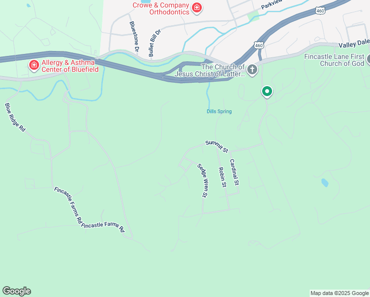 map of restaurants, bars, coffee shops, grocery stores, and more near 614 Summit Street in Bluefield