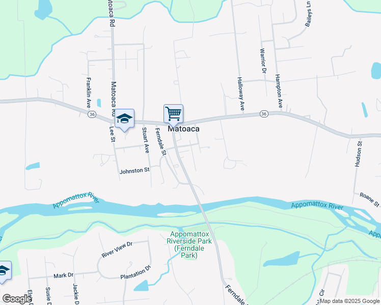 map of restaurants, bars, coffee shops, grocery stores, and more near 21604 Hill Street in Petersburg