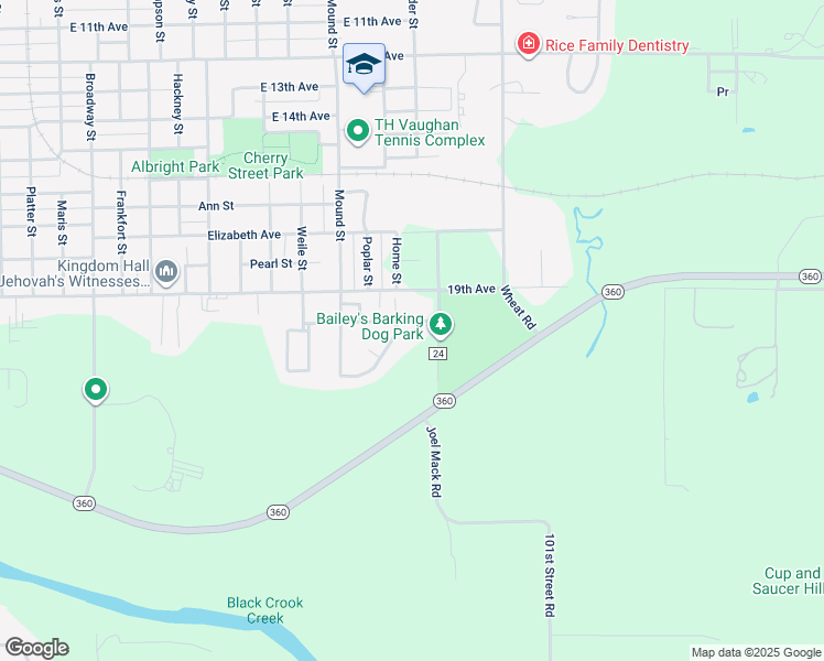 map of restaurants, bars, coffee shops, grocery stores, and more near 2008 Johnmark Drive in Winfield