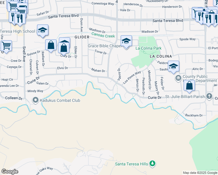 map of restaurants, bars, coffee shops, grocery stores, and more near 511 Weybridge Drive in San Jose