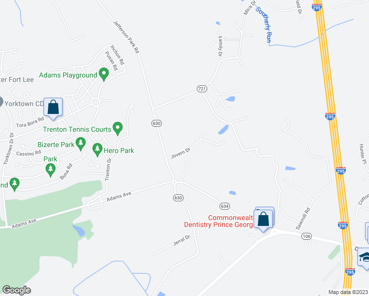 map of restaurants, bars, coffee shops, grocery stores, and more near 5338 Jovern Drive in Prince George